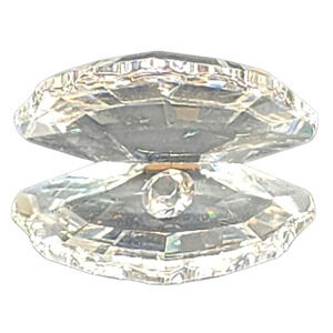 Vtg Swarovski Crystal Facet Cut Clam Shell with Crystal Pearl 1.5"x1.5"x1" Small